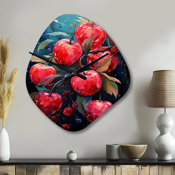 Red Apple Blossom Collage - Asymmetric Metal Wall Clock